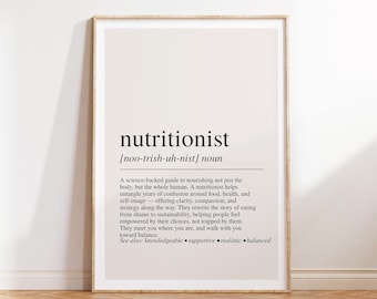 Nutritionist Definition Print, Nutritionist Gift, Healthy Living Wall Art, Nutrition Decor