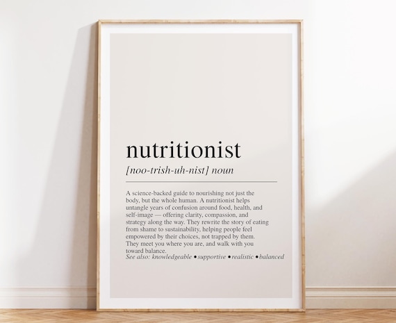 Nutritionist Definition Print, Nutritionist Gift, Healthy Living Wall Art, Nutrition Decor