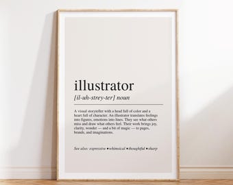 Illustrator Definition Print, Artist Gift, Creative Wall Art, Illustrator Decor