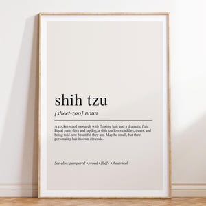 Shih Tzu Definition Print, Shih Tzu Gift, Dog Lover Wall Art, Shih Tzu Decor