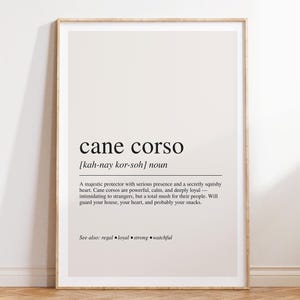 Cane Corso Definition Print: Dog Breed Wall Art