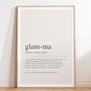 グラムマ定義プリント：おばあちゃんのスタイリッシュな名言アート