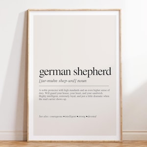 German Shepherd Definition Print, German Shepherd Gift, Dog Lover Wall Art, German Shepherd Decor