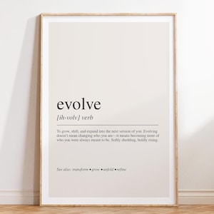 Evolve Definition Print - Growth Wall Art for Personal Transformation and Change