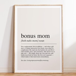 Stampa con la definizione di "Bonus Dad", poster del dizionario, citazione da parete, stampa del patrigno, regalo per "Bonus Dad", regalo per la festa del papà