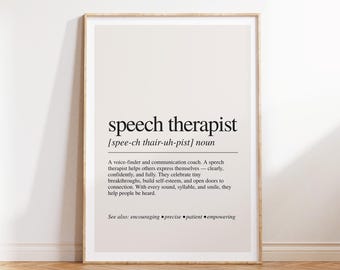 Speech Therapist Definition Print: Therapy Office Wall Art