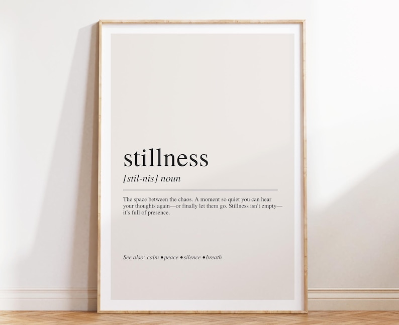 a framed definition of stlessness' in a minimalist style, with a simple black text on a white background.