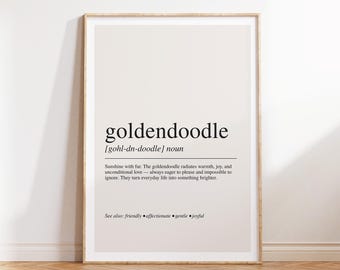Goldendoodle Definition Print, Dog Breed Wall Art, Modern Typography Poster