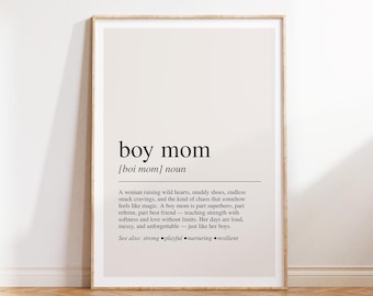 Definizione di "Mamma di ragazzo", stampa con dizionario, citazione da parete, regalo per la mamma di ragazzi, regalo per la festa della mamma, arte per genitori