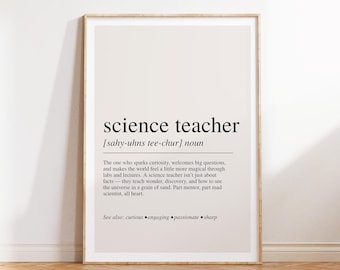 Science Teacher Definition Print, Teacher Gift, Science Decor, Teacher Appreciation Wall Art