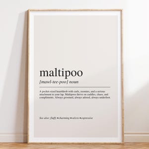Maltipoo Definition Print, Maltipoo Gift, Dog Lover Wall Art, Maltipoo Decor