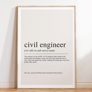 Bauingenieur Definition Print, modernes Büro Wand Kunst Geschenk für Technik graduierte