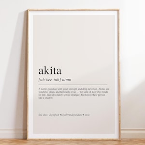 Akita Definition Print, Akita Gift, Dog Lover Wall Art, Akita Decor