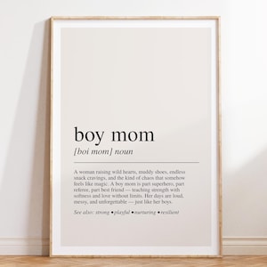 Definizione di "Mamma di ragazzo", stampa con dizionario, citazione da parete, regalo per la mamma di ragazzi, regalo per la festa della mamma, arte per genitori