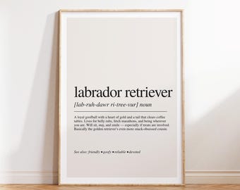 Labrador Retriever Definition Print, Lab Gift, Dog Lover Wall Art, Labrador Decor