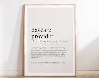 Definición de proveedor de cuidado infantil: regalo de agradecimiento para maestros, decoración para guarderías