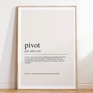 Pivot Definition Druck, Business Strategie Geschenk, Professionelle Wand Kunst, Business Dekor