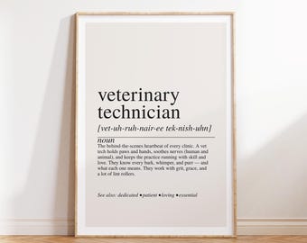 Vet Tech Definition Print: Veterinary Office Wall Art