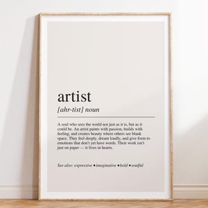 Artist Definition Print, Artist Gift, Creative Wall Art, Artist Decor
