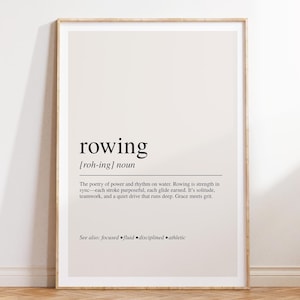 Impression de définition d'aviron, art mural de loisir sportif, affiche de typographie moderne