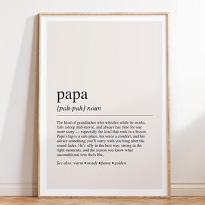 Stampa con la definizione di "Papà", poster del dizionario, citazione da parete, stampa "Papà", regalo per papà, regalo con citazione di "Papà", regalo per uomo