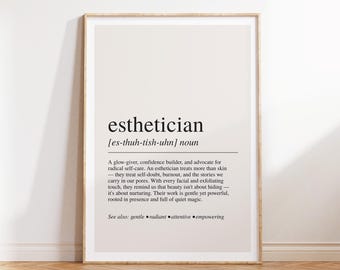 Esthetician Definition Print, Esthetician Gift, Beauty Room Decor, Skincare Wall Art