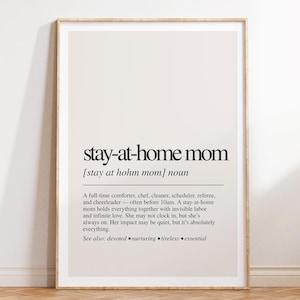 a white framed poster with the words stay - at - home mom on it