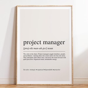 Projektleiter Definition Print, Karriere Wandkunst, moderne Typografie Poster