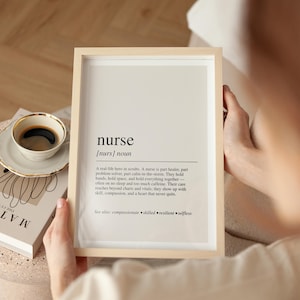 Nurse Definition Print, Nurse Gift, Healthcare Worker Wall Art, Nurse Appreciation Decor