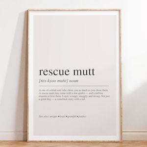 Rescue Mutt Definition Print: Dog Adoption Wall Art