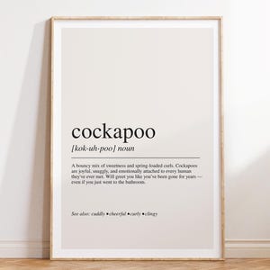 Cockapoo Definition Print, Cockapoo Gift, Dog Lover Wall Art, Cockapoo Decor