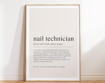 Nail Technician Definition Print: Nail Salon Wall Art