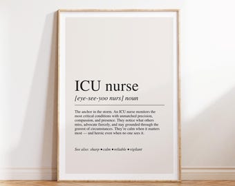 ICU Nurse Definition Print: Meaningful Appreciation Gift