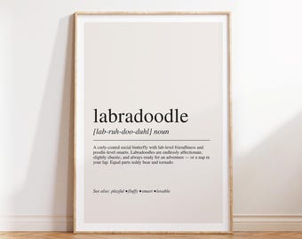 Impresión de definición de Labradoodle, regalo de Labradoodle, arte de pared para amantes de los perros, decoración de Labradoodle