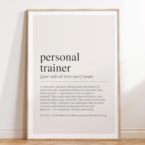 Personal Trainer Definition Print, Fitness Trainer Gift, Gym Decor, Personal Trainer Wall Art