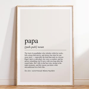 Papa Definition Print, Dictionary Poster, Quote Wall Art, Papa Print, Gift for Papa, Papa Quote Gift, Gift for Men