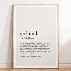 Definizione di "Papà Ragazza", stampa con dizionario, citazione da parete, regalo per papà di figlie, regalo per la festa del papà, stampa sentimentale
