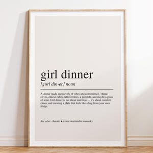 Impresión de definición de cena de chicas, regalo de cena de chicas, arte de pared moderno, ambiente gastronómico divertido
