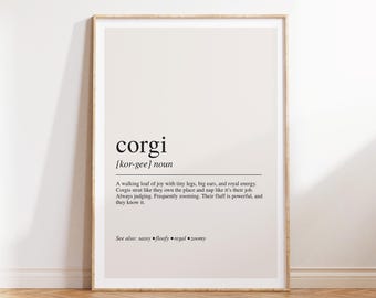 Corgi-definitieprint: muurkunst hondenliefhebber