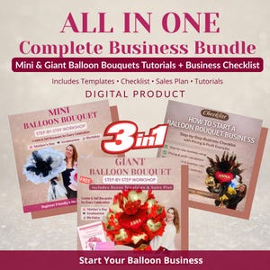 Balloon Bouquet Business Bundle | Mini & Giant Balloon Bouquet Tutorials + Pricing Checklist | Graduation - Mother's Day