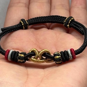 Black Myth Wukong Knot Bracelet | Chinese Lucky Monkey Braided Cord Jewelry image 1