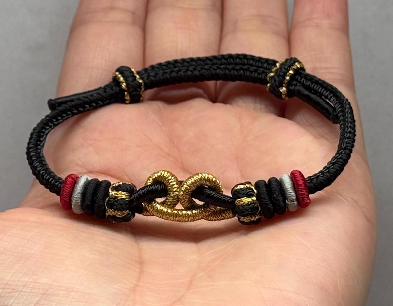 Black Myth Wukong Knot Bracelet | Chinese Lucky Monkey Braided Cord Jewelry image 1