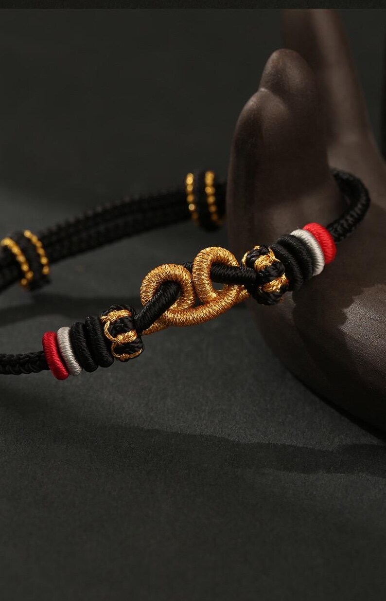 Black Myth Wukong Knot Bracelet | Chinese Lucky Monkey Braided Cord Jewelry image 3