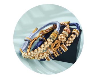 Handmade Peach Blossom Braided Bracelet: Lucky Hand Woven Jewelry, braided DIY bracelets