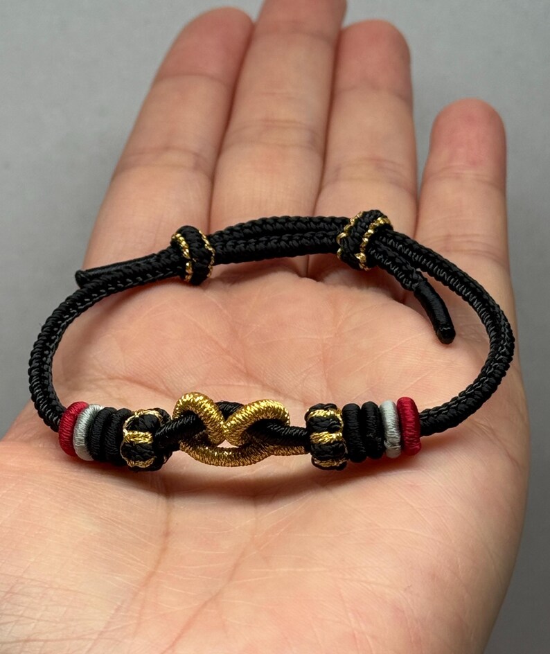 Black Myth Wukong Knot Bracelet | Chinese Lucky Monkey Braided Cord Jewelry image 2