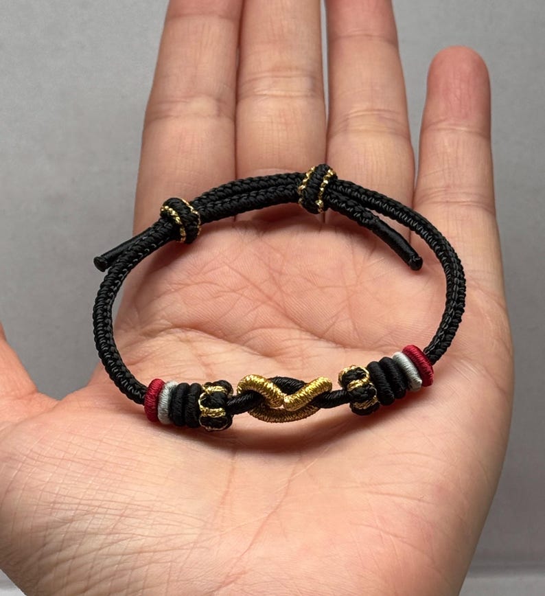 Black Myth Wukong Knot Bracelet | Chinese Lucky Monkey Braided Cord Jewelry image 20