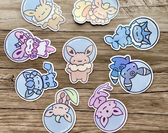 Pokémon Eeveelution Astronaut Stickers (9 Pieces)