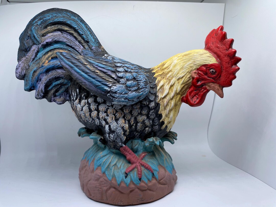 Vintage Clay Figurine of a Rooster, Very Beautiful and Large, for Home ...