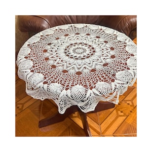 Handmade Crochet Tablecloth - Vintage Style Home Decor
