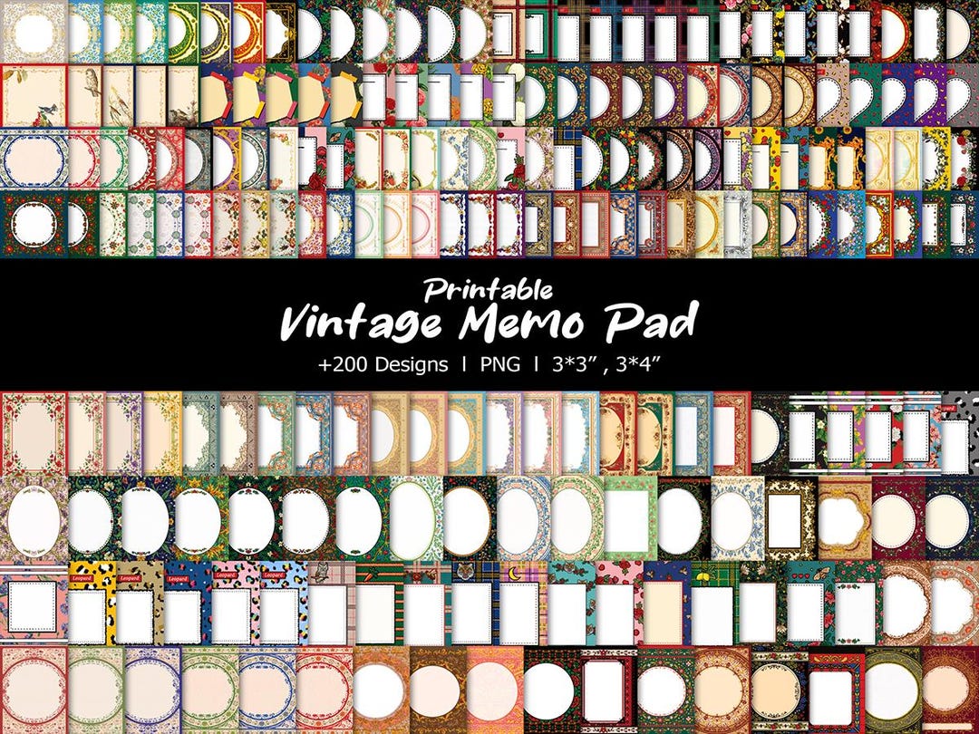 Printable Memo Pad +200 Designs Vintage Persian Floral Colorful Design ...
